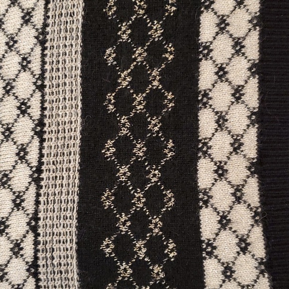 White House Black Market Assymetrical Cowl Neck Poncho In Black And Ecru Size M - Picture 8 of 12